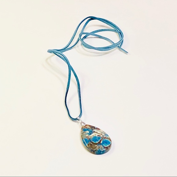 Blue Kambaba Jasper Stone Hand-crafted One-of-a-Kind Necklace - Picture 2 of 8